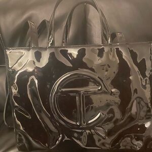 Authentic Excellent Condition Medium Telfar Tote Black Patent Leather